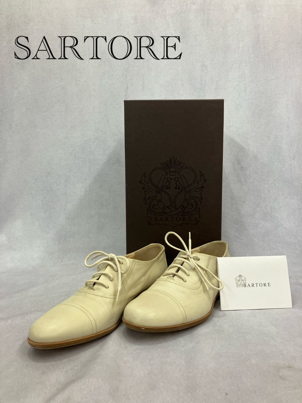 SARTORE PARIS レースアップシューズ レザーシューズ 革靴 23.5cm アイボリー ホワイト