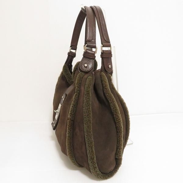 wnb エトロ ETRO ショルダーバッグ 茶 カーキ系 羊革 ムートン