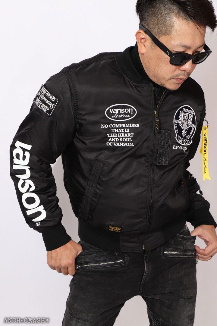 バンソンライダース VANSON バンソン MA-1 ライダースジャケット TVS2107W ブラック