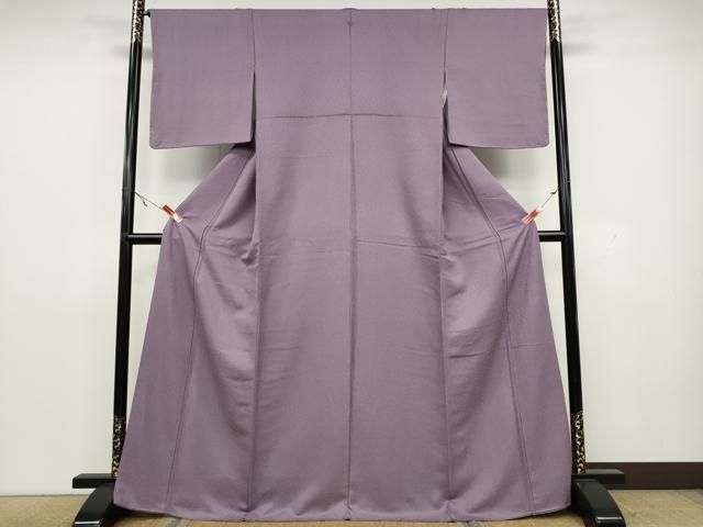 平和屋着物○上質な色無地 舞葉地紋 浅紫色 正絹 逸品 未使用