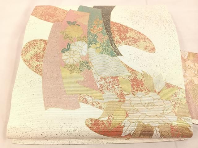 平和屋着物○八寸名古屋帯 横段文 金糸 正絹 逸品 CAAX9429yk 平和屋