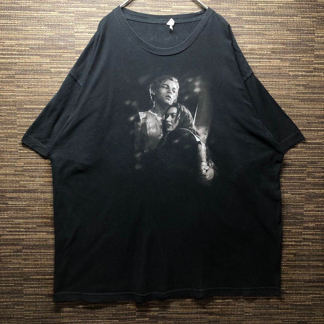タイタニック 映画 レオナルド デカプリオ 3D プリント 黒 Tシャツ 古着