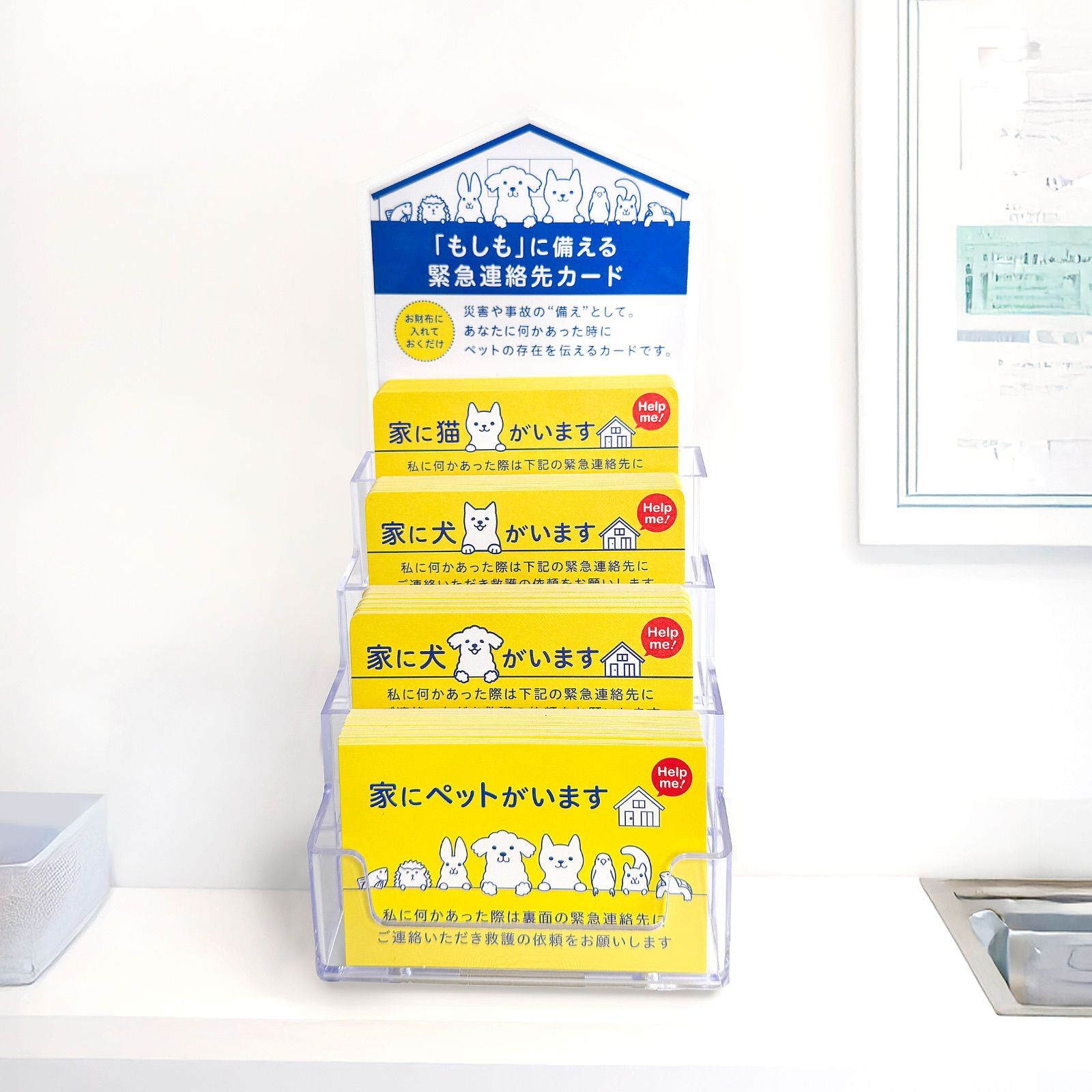 家にペット、猫、犬がいます」安心カードセット（緊急連絡先カード 