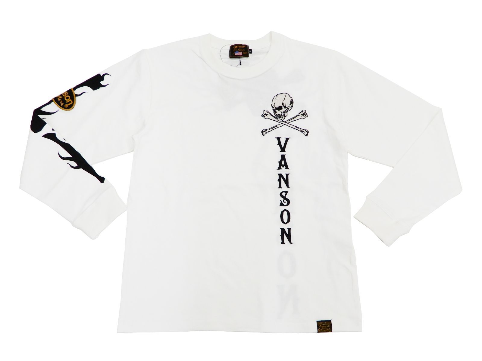 (バンソン) VANSON ベア天竺 ロンT スカルボーン トライバル 長袖Tシャツ NVLT-2117 白 新品 アメカジショップ