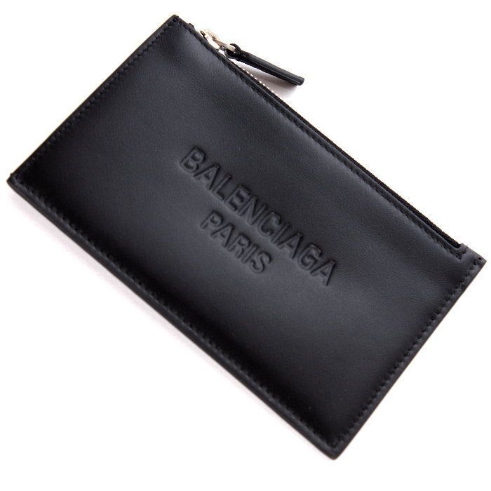 BALENCIAGA バレンシアガ コイン カードケース 785255 2AA0S 1000 ブラック エンボスロゴ フラグメントケース 名刺入れ 財布 小銭入れ メンズ レディース ユニセックス 本物 売れ筋