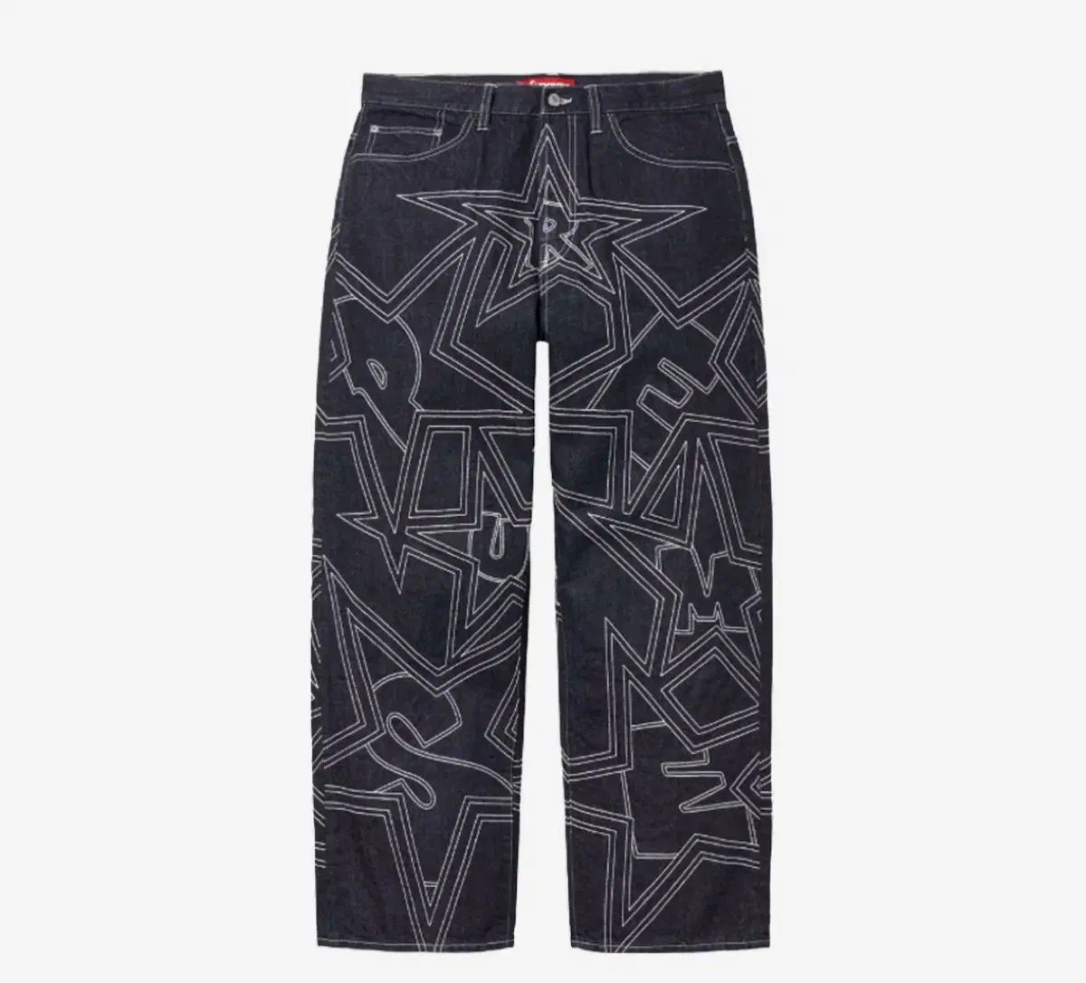 32 Supreme シュプリーム スター トップステッチ バギー ジーンズ インディゴブルー デニム パンツ ー 25SS
