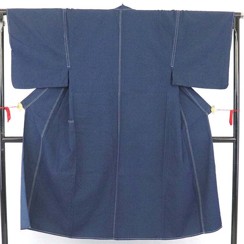 デニム着物 男性用 メンズ デニム インディゴ 無地 身丈145cm 裄丈70.5cm カジュアル S～Mサイズ相当