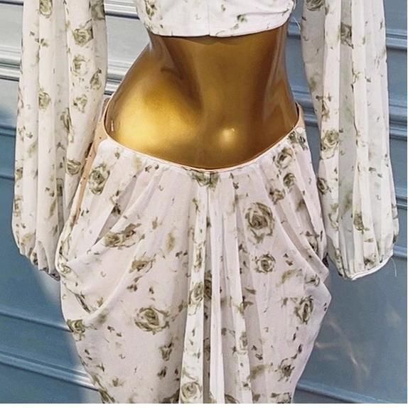 最新版 ♥ ベリーダンス オリエンタル衣装 トップス スカート オーダーメイド ステージ衣装 スパン フラワープリントワンピース