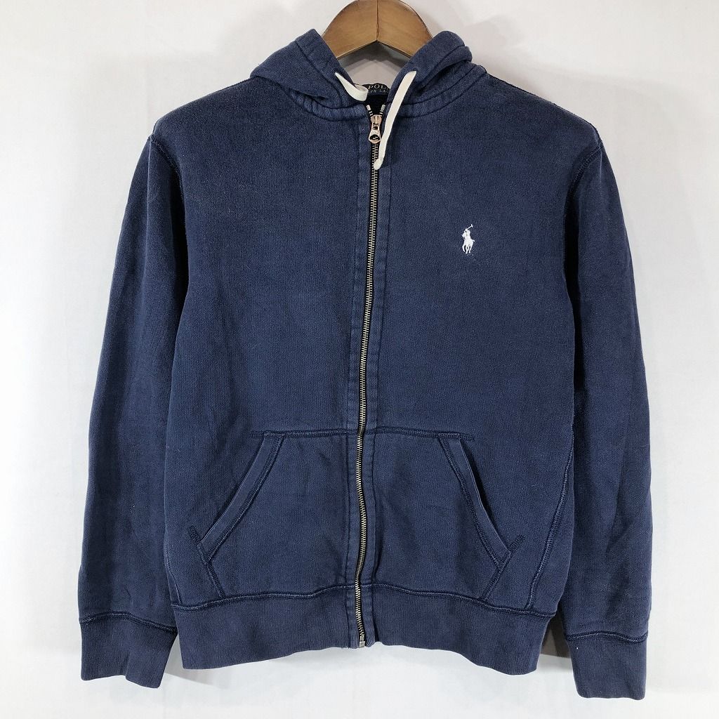 SALE/// 2000年代～ Polo by Ralph Lauren ラルフローレン ワンポイントロゴ フルジップ スウェット パーカー ネイビー (メンズ M) P0907