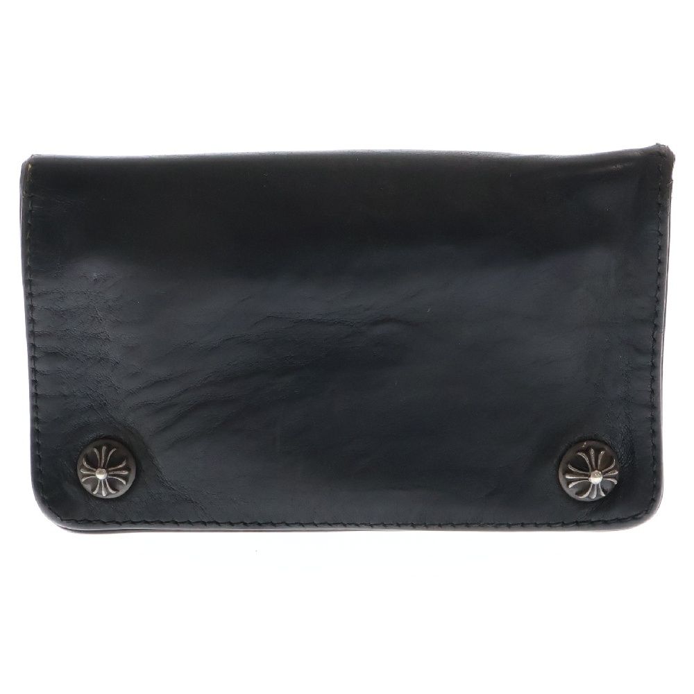 CHROME HEARTS クロムハーツ 1ZIP 1ジップ クロスボールボタン レザーウォレット 財布 ブラック BCA362