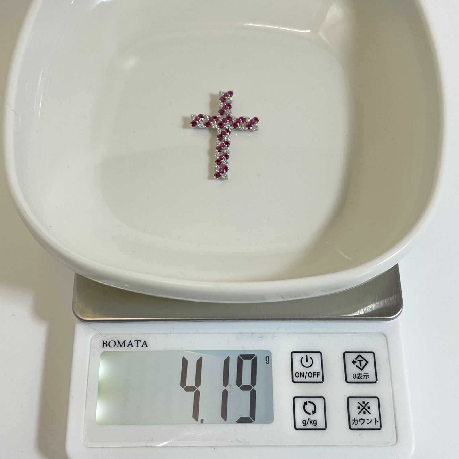 K18WG ルビー ダイヤ クロス ネックレス トップ/24-2214 - メルカリ