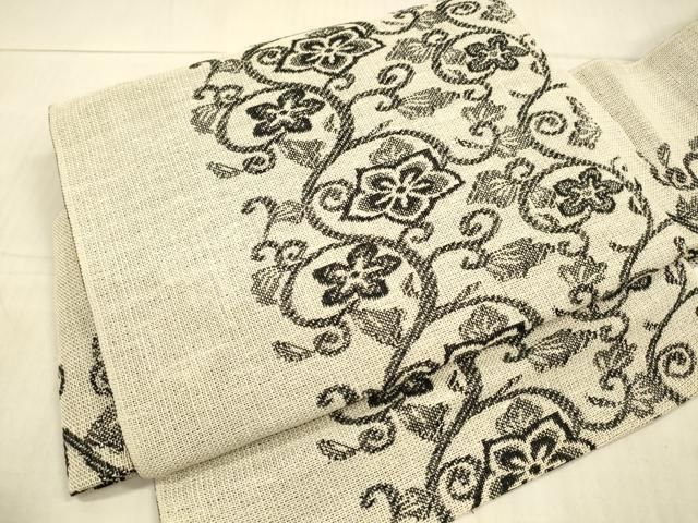 平和屋着物 夏物 ワンタッチつけ帯 花唐草文 正絹 DAAX0003cm