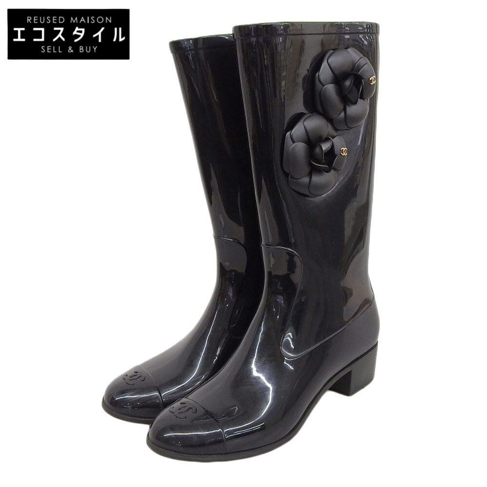 【美品】CHANEL シャネル レインブーツ 長靴 ココマーク カメリア 黒 CHANEL シャネル CHANEL シャネル カメリア×ココマーク レイン