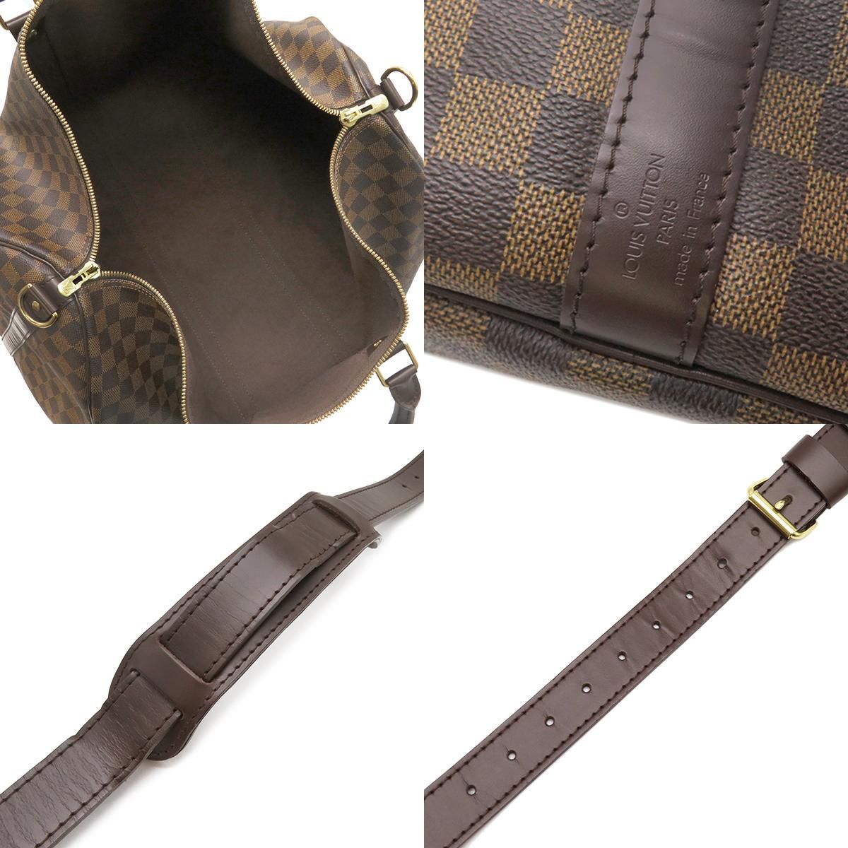 ルイヴィトン LOUIS VUITTON ボストンバッグ キーポル バンドリエール 55 ダミエキャンバス ダミエエベヌ ゴールド金具 茶 ポワニエ/パドロック/鍵/欠品  N41414 MB0026 【保存袋】【中古】