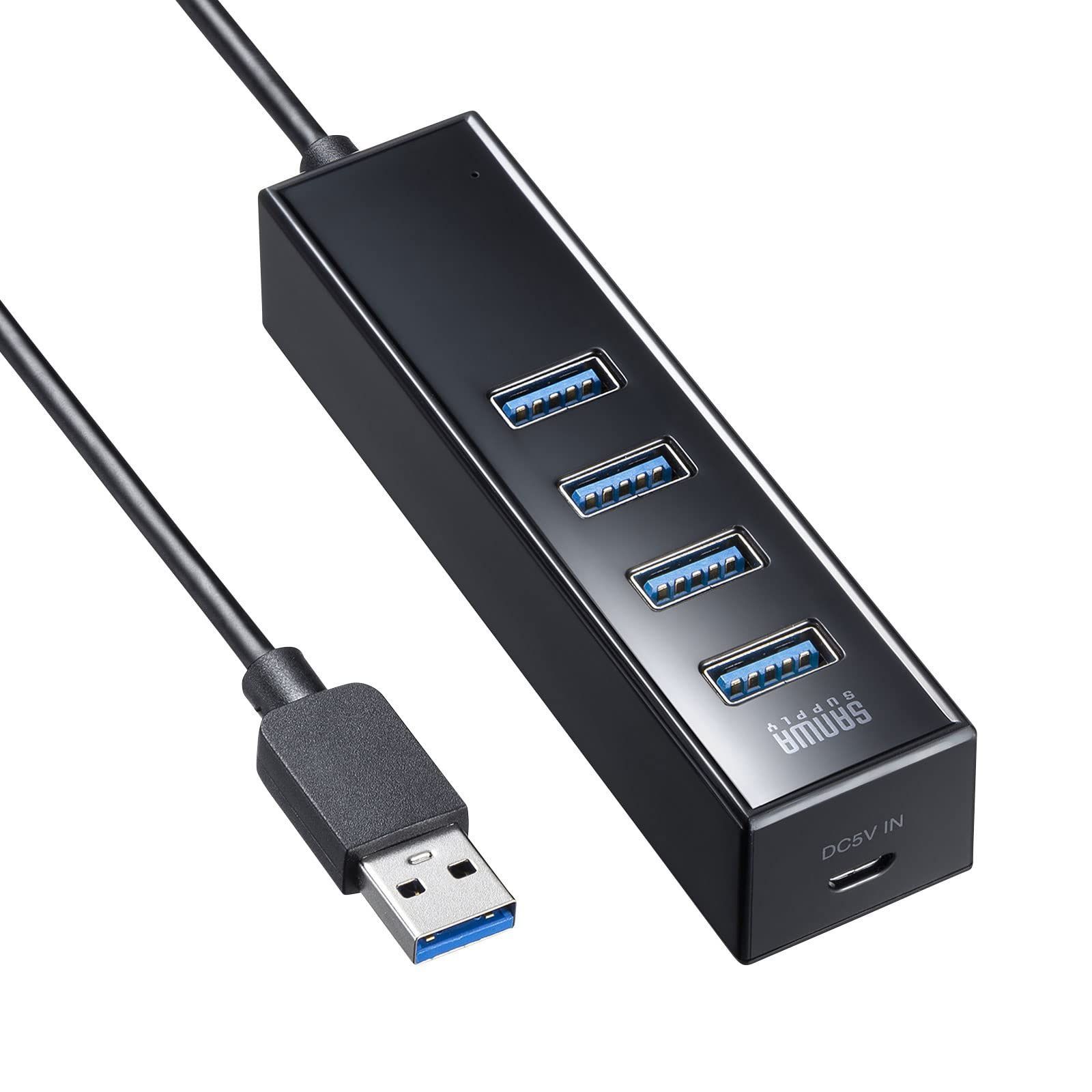 【在庫セール】サンワサプライ 磁石付USB3.2 Gen1 4ポートハブ USB-3H405BKN