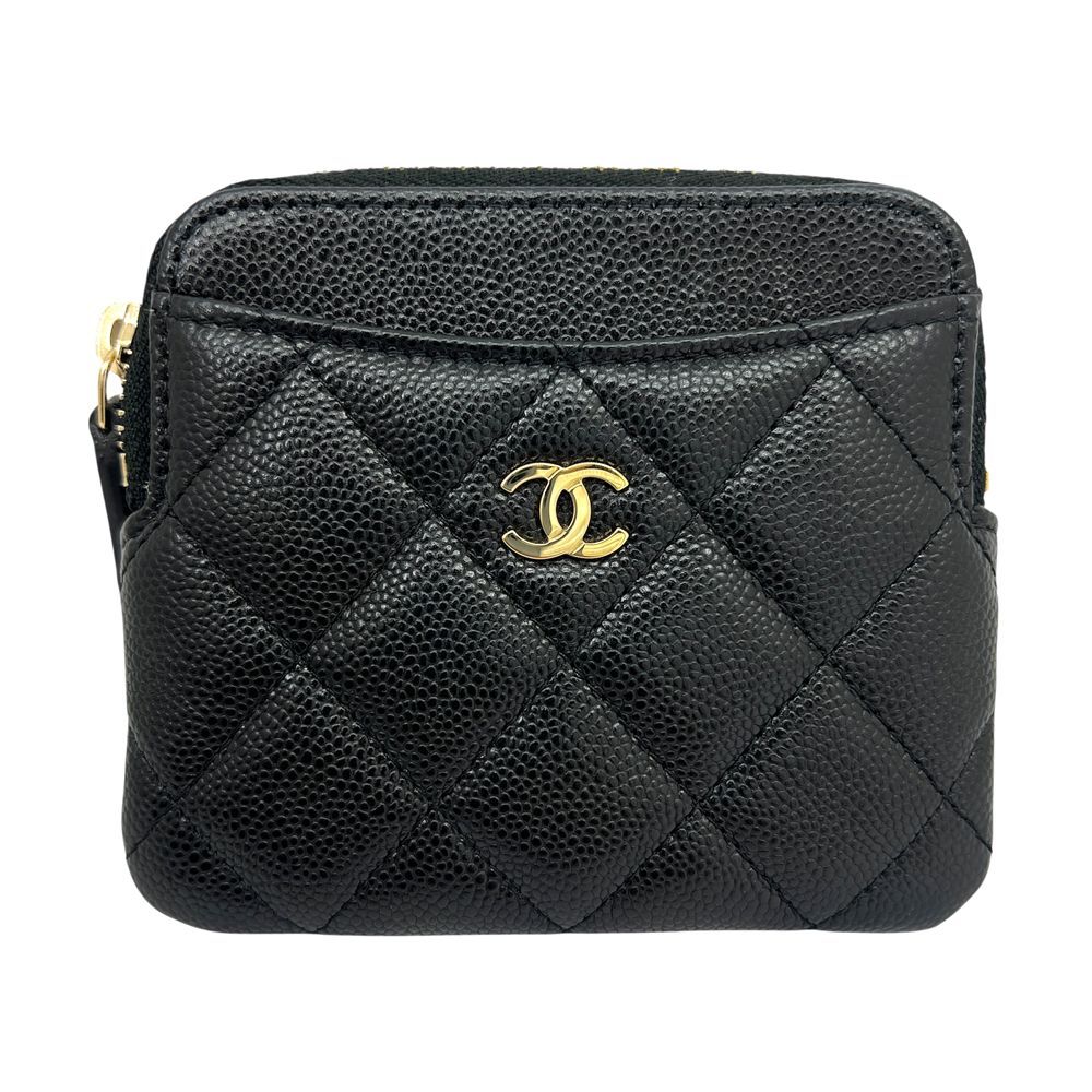 CHANEL シャネル フラグメントケース クラシック ジップ コインケース お財布 ミニウォレット カードケース 財布 ウォレット ケース カード入れ 小銭入れ コインケース キャビアスキン 黒 ブラック