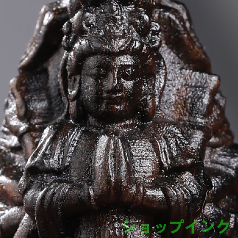 観音菩薩 観音像 柘植製 木彫り ペンダント 木製工芸品 彫刻