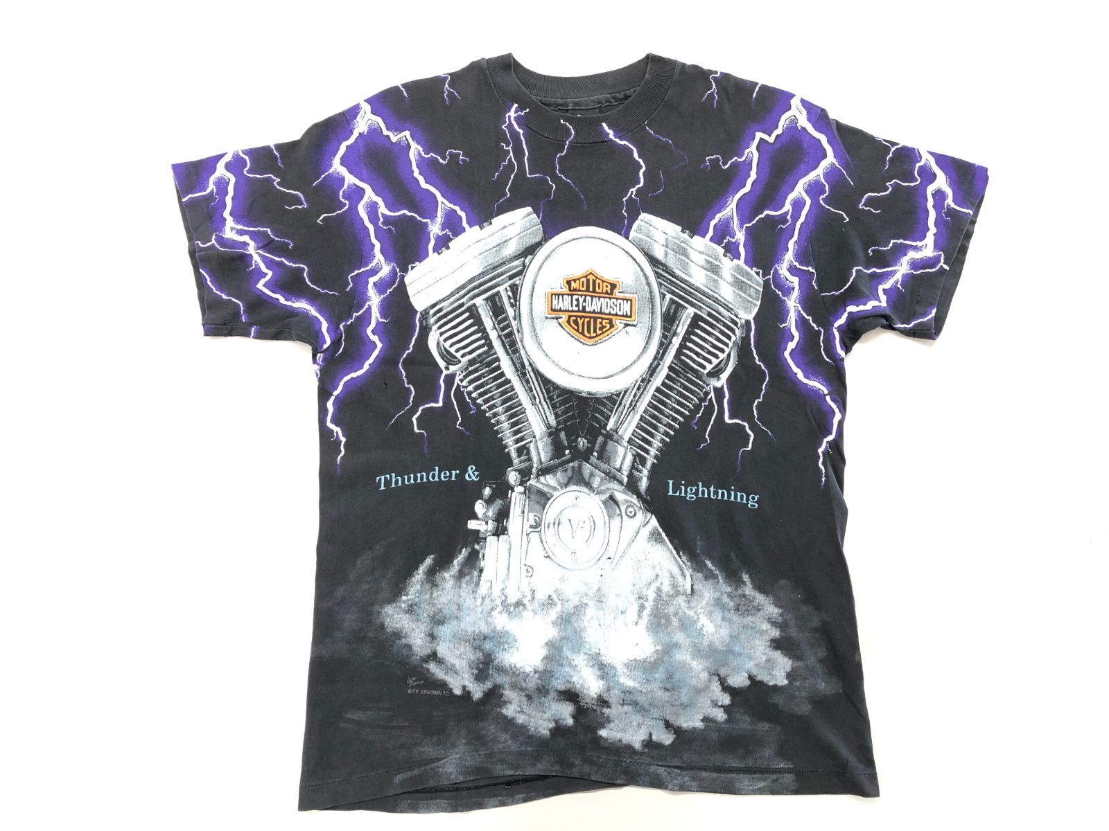 ハーレーダビッドソン tシャツ ライトニングサンダー 両面プリント L 超人気★ USA製 90's HARLEY DAVIDSON/ハーレーダビッドソン