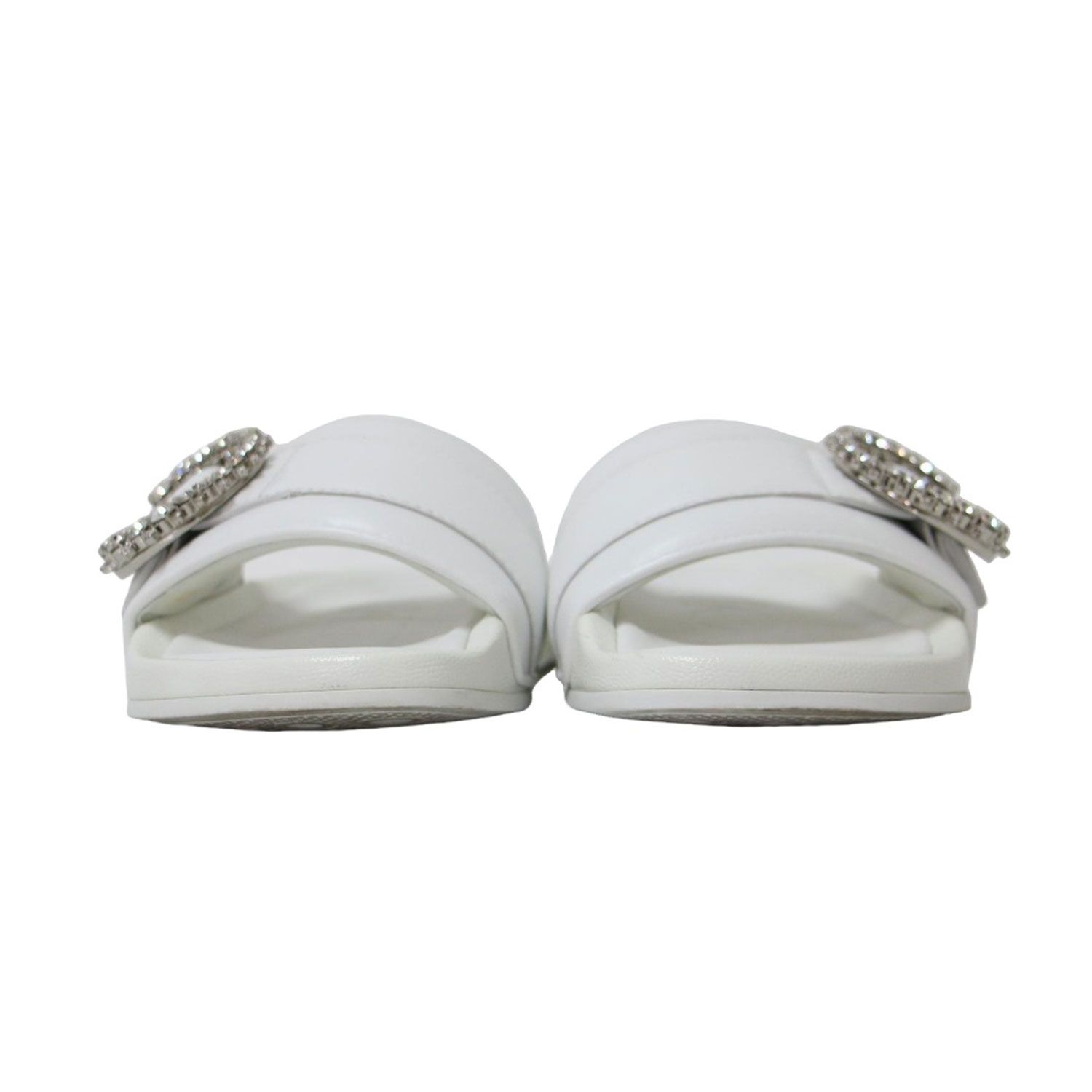 JIMMY CHOO クリスタルバックル サンダル ホワイト FALLON 39 Saeda