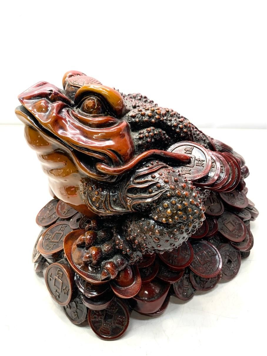 貴重 特大 三脚蛙 カエル 置物 北斗七星 銭 アンティーク ヴィンテージ