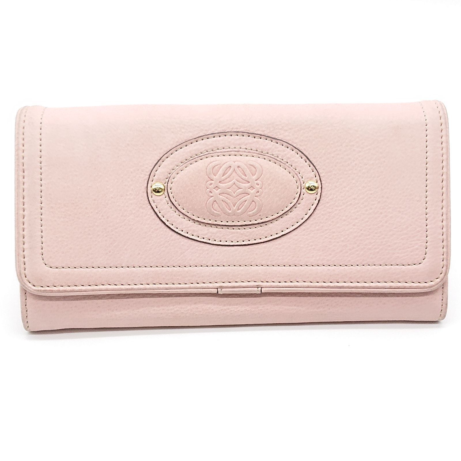 美品】LOEWE ロエベ アナグラム レザー 長財布 ピンク 箱 布付き