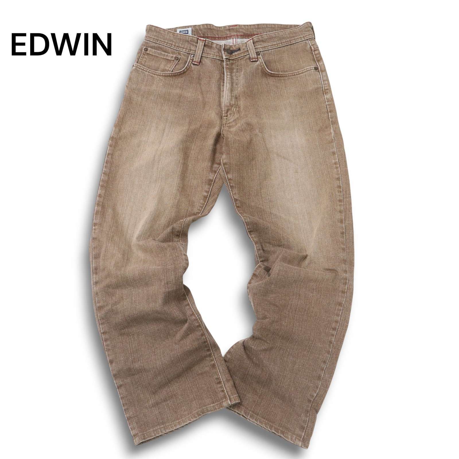 【美品】EDWINエドウィンＥ-fashionSサイズ 33メンズジーンズ防風 EDWIN エドウィン F404 通年 USED加工☆ ストレッチ ストレート デニム