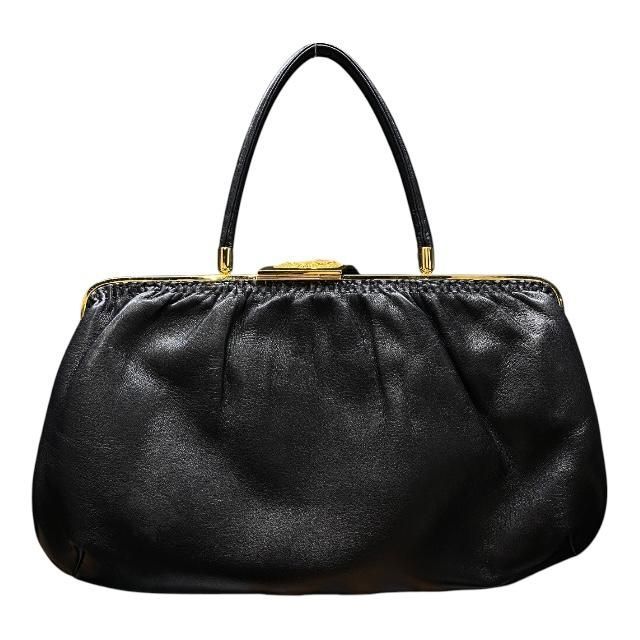 濱野皮革工藝 ハンドバッグ サン・ピエトロ 黒 ブラック 半貴石