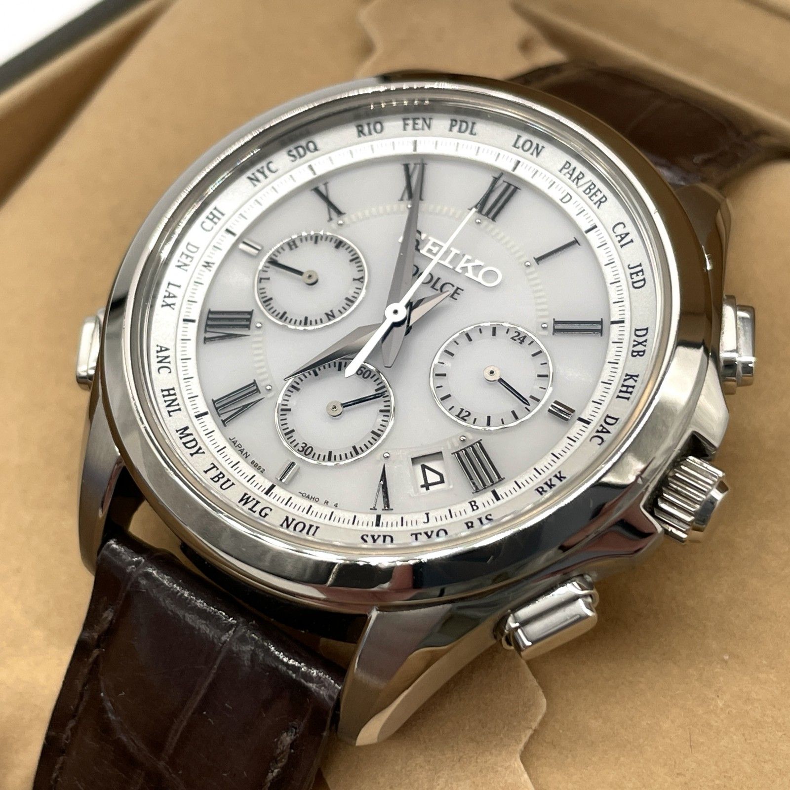 極美品 SEIKO セイコー DOLCE ドルチェ メンズ 腕時計 ソーラー電波 