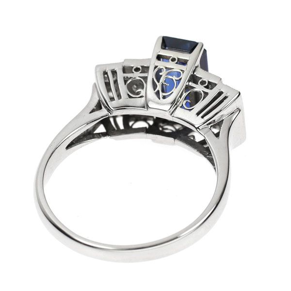 Pt800 サファイア ダイヤモンド リング 陽刻ヴィンテージ 昭和レトロ