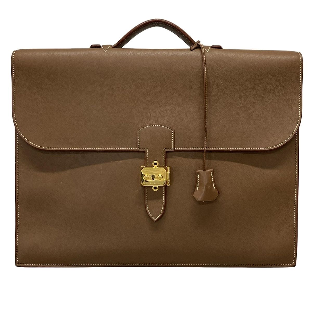 HERMES エルメス ビジネスバッグ サックアデペッシュ41 ダークブラウン ゴールド金具 レザー