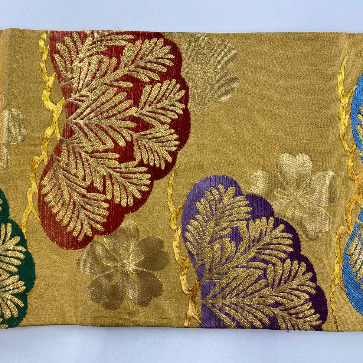 袋帯 美品 名品 花井幸子 落款 笠松 金糸 箔 金色 六通 正絹