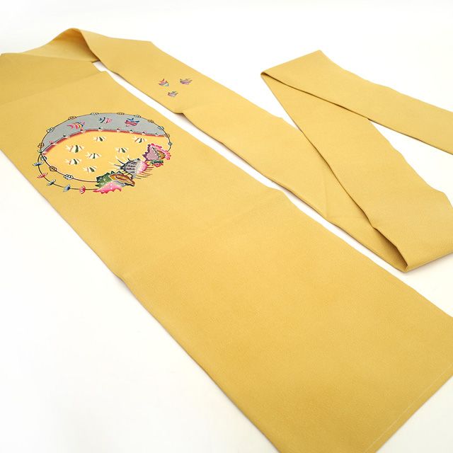 きものヱビス ■ 本場琉球びんがた 城間栄順 作 縮緬地名古屋帯 新古品】 城間栄順 名古屋帯 九寸 沖縄県 琉球紅型 本場琉球