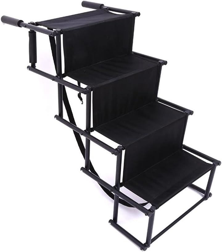 ZERONOWA ドッグステップ 犬 ペット用 折り畳み 4段 踏み台 車乗り降り ブラック 約98cmx76cmx47cm