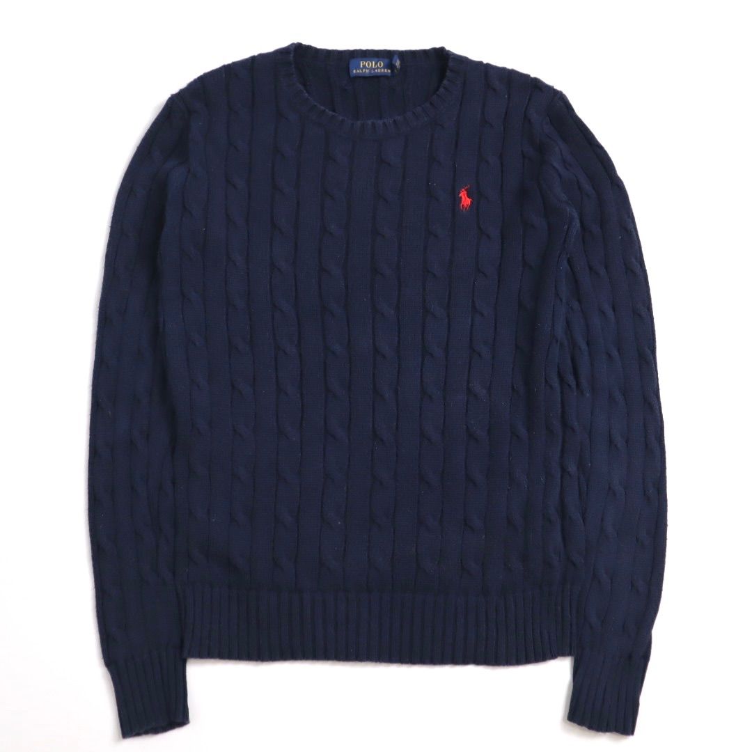 美品　現行タグ　ポロ　ラルフローレン　ネイビー　ニット　セーター　刺繍ロゴ POLO RALPH LAUREN ポロラルフローレン 現行タグ コットン