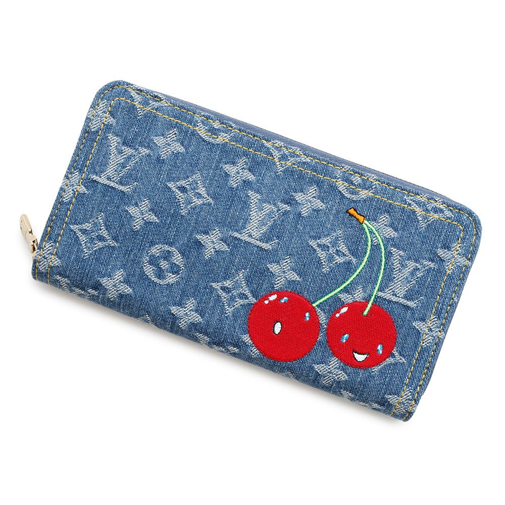 ルイヴィトン 長財布 モノグラム チェリー デニム LV × TM ジッピー ウォレット M23161 村上隆コラボ