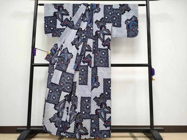 平和屋着物 上 夏物 浴衣 有松鳴海絞り 舞蝶文 綿 CYAA3253s5