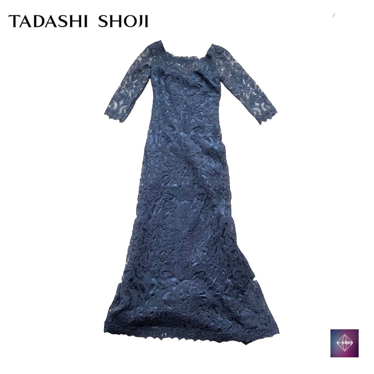 【新品未使用】 TADASHI SHOJI タダシショージ ロングワンピース ワンピース ロングドレス ドレス ALX1812LXY ネイビー  レディース 中古