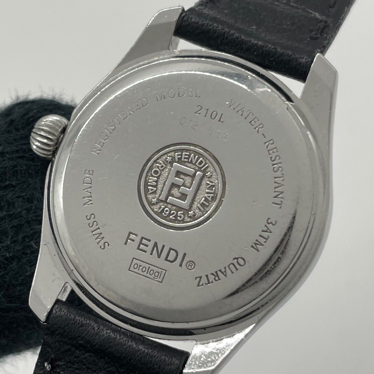 FENDI フェンディ 210L レディース 腕時計 アナログ 新品ベルト 電池交換済 稼働品 ラウンド デイト クオーツ レザーベルト