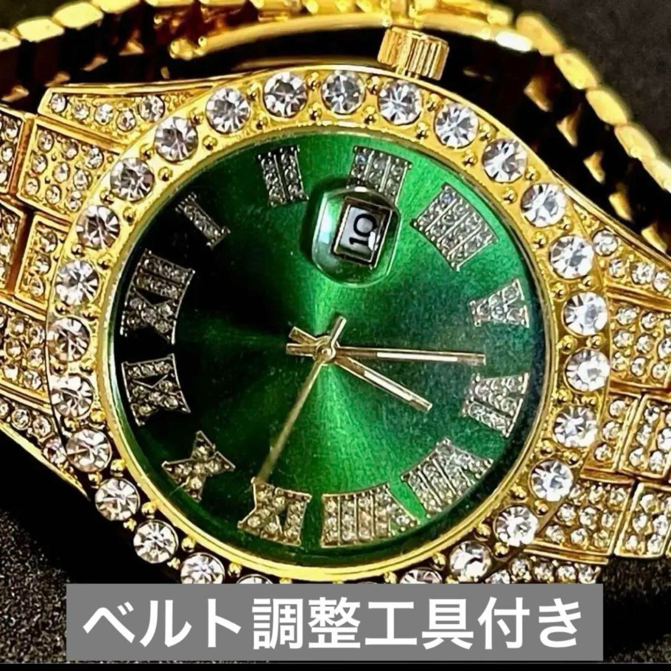 新品 ゴージャスアイスアウトウォッチ ブリンブリンラウンドメンズ 