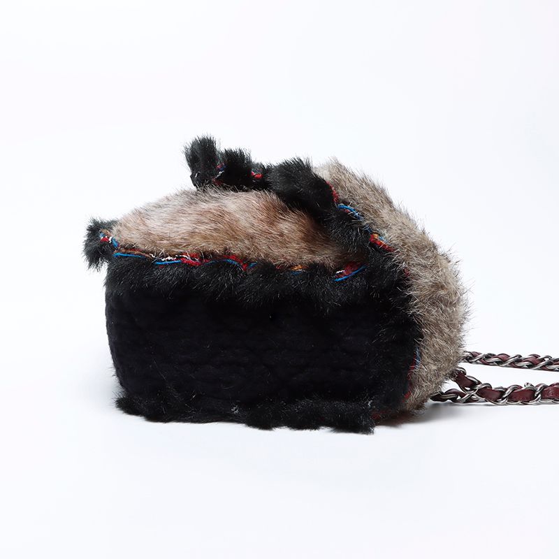 CHANEL シャネル ショルダーバッグ 14番台 ラビットファー ツイード