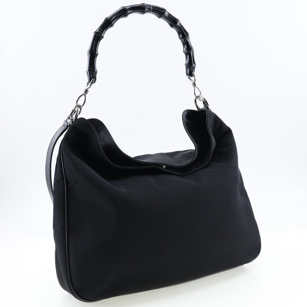 GUCCI】グッチ バンブー 001-0577 ナイロンキャンバス 黒 レディース