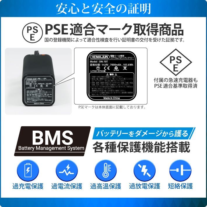 電動リールリチウムイオンバッテリー 7000mAh