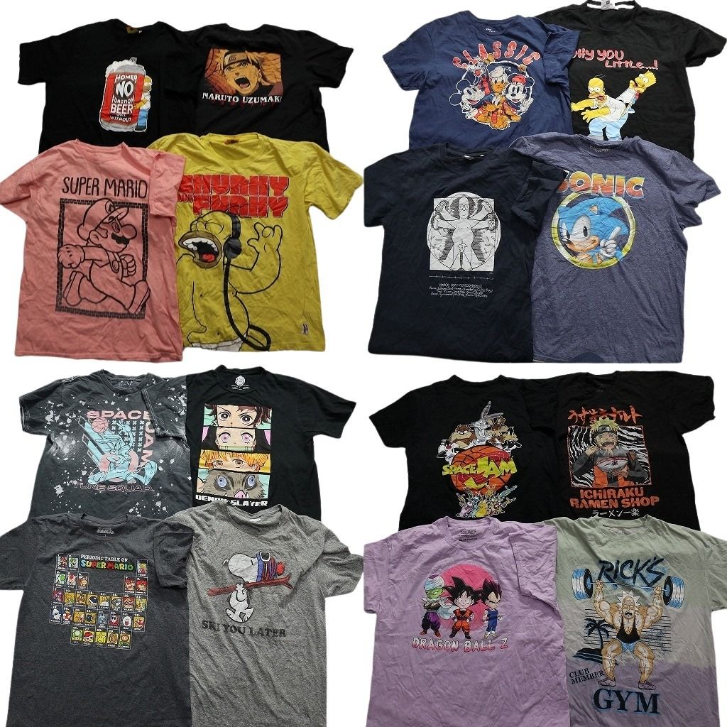 古着卸 まとめ売り キャラクター 半袖Tシャツ 16枚セット (メンズ L