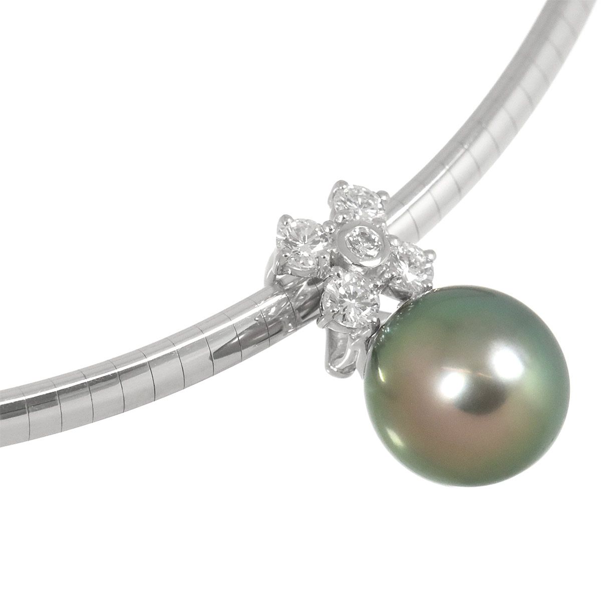 タサキ TASAKI 黒蝶真珠 10.8mm ダイヤ 0.45ct ネックレス 40cm Pt K18  