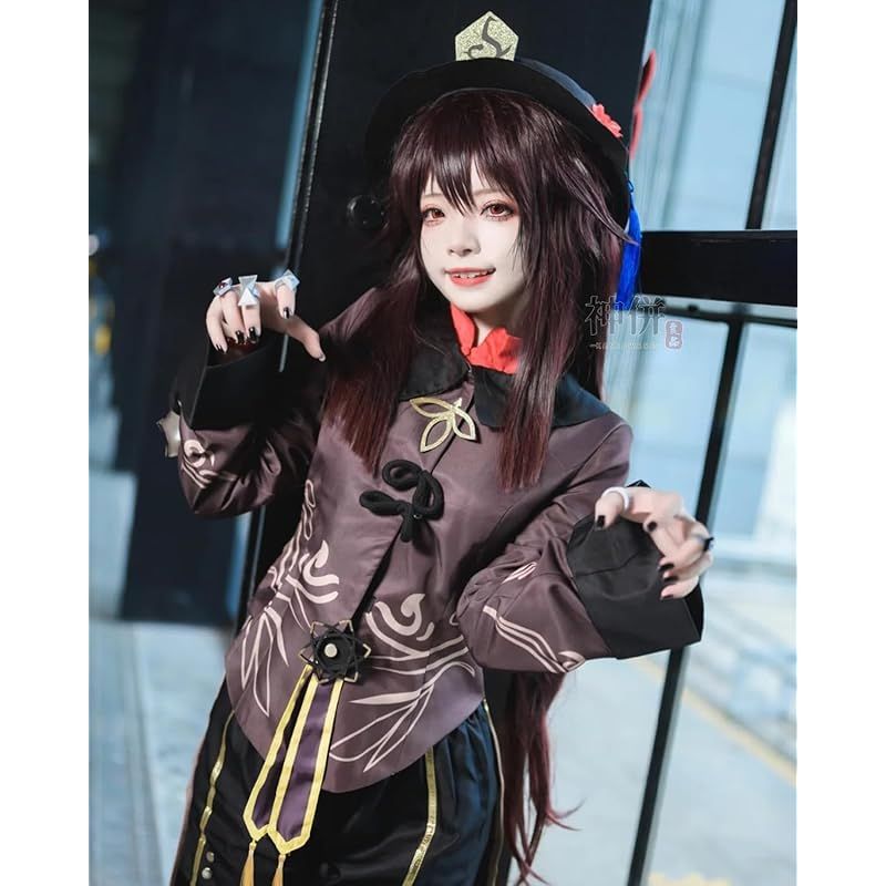 在庫 神併 胡桃 コスプレ ウィッグ付き 堂主 原神 コスプレ衣装 大人用 仮装 文化祭 イベント コスチューム ステージ服 Hu Tao cosplay 胡桃 ウィッグ付き XS 0