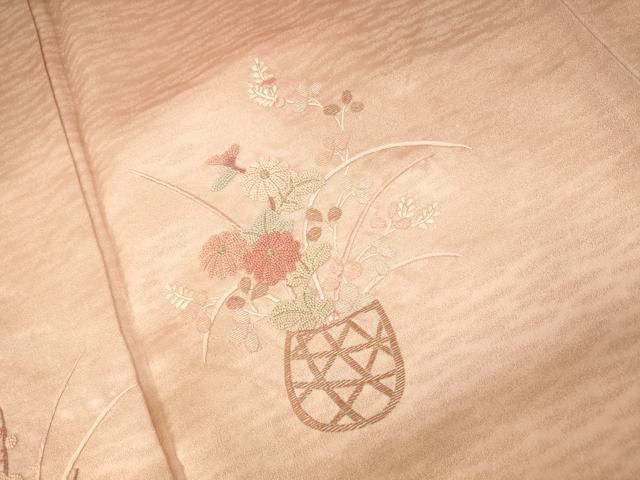 平和屋着物□中国三大刺繍 相良刺繍 訪問着 飾花文 金銀糸 正絹 逸品  