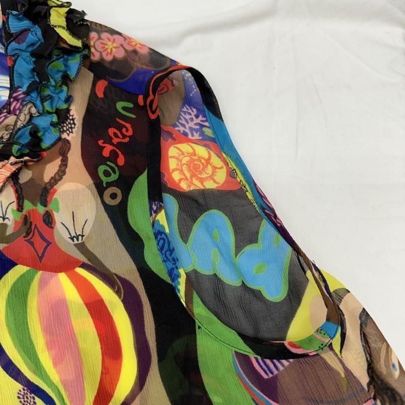 トクコプルミエヴォル カラフル 七分袖 シアーカーディガン ブラウス