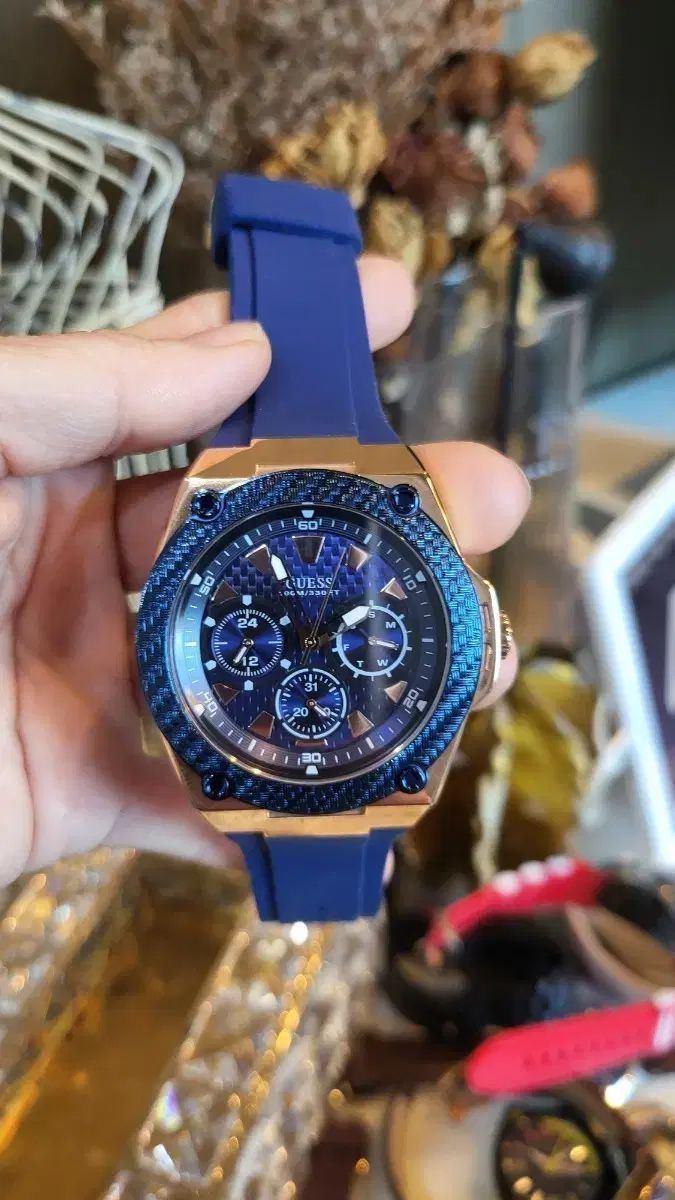 GUESS ゲス メンズ 時計 ブルー シリコーン ストラップ