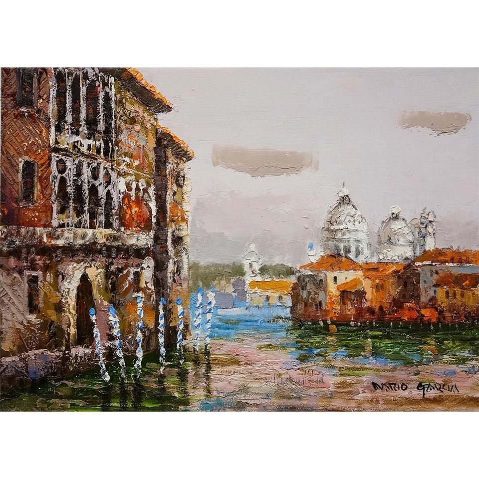 カジ・ギャスディン「夜の風景」水彩画 肉筆画 直筆サイン入り 立体額 お洒落 カジ・ギャスディン「夜の風景」水彩画 肉筆画 直筆サイン入り