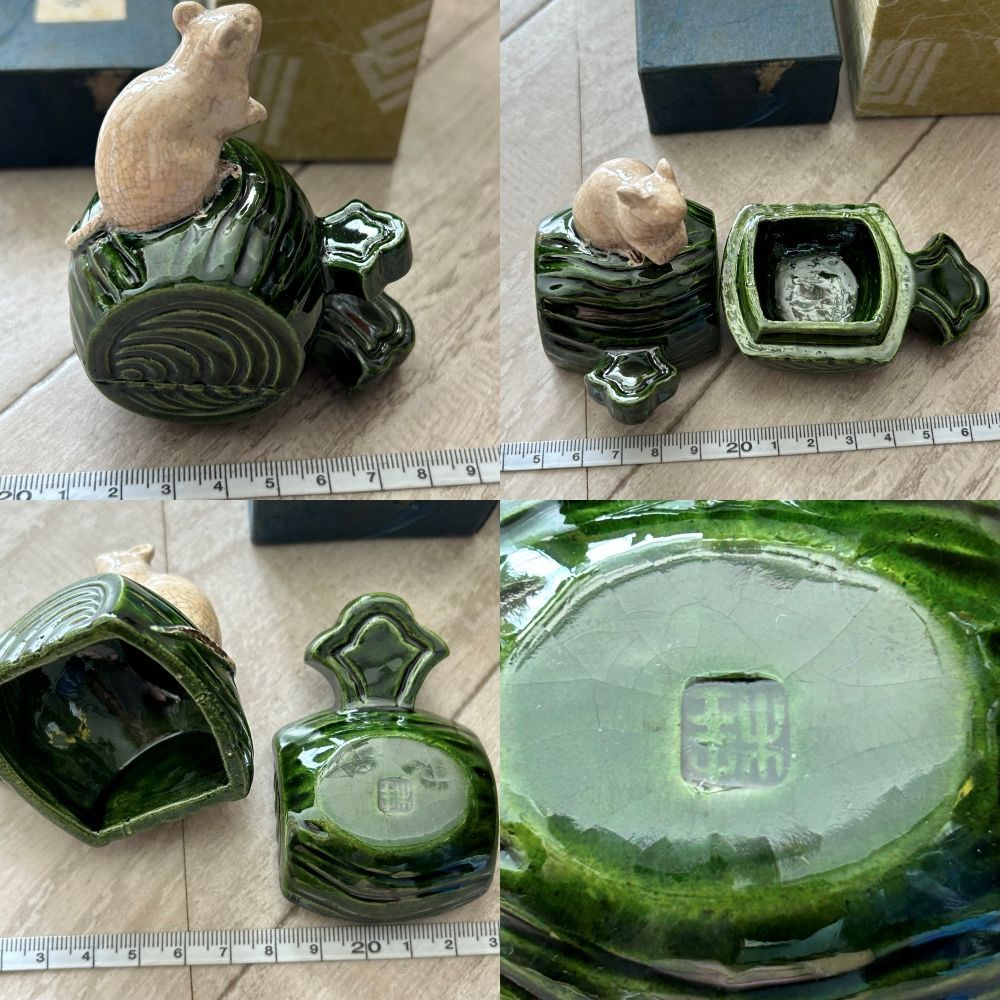 京焼　清水焼　東哉製　牛香合　干支　縁起物　共箱　N　5436 龍豊窯 石田滋圭 砂金袋干支 香合